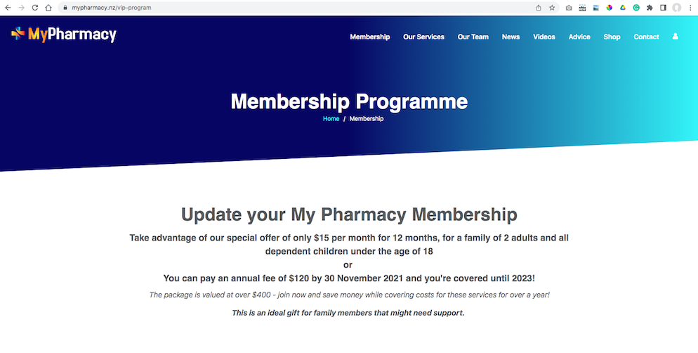 My pharmacy membership